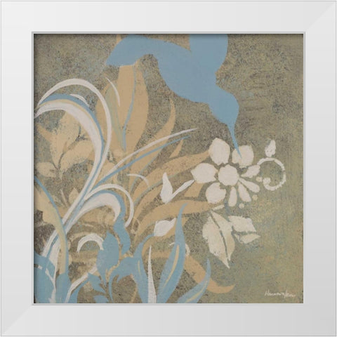 Blue Bird Silhouette I White Modern Wood Framed Art Print by Hakimipour-Ritter