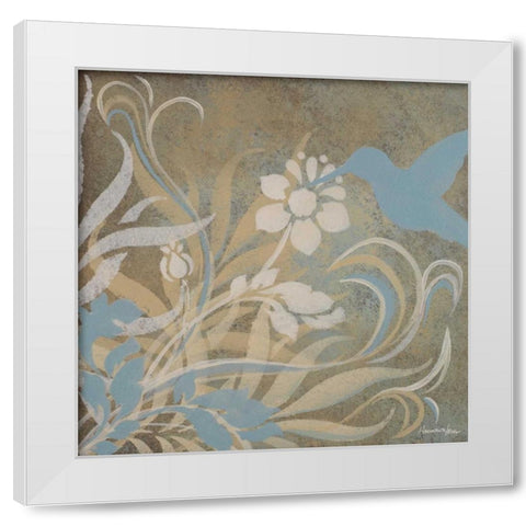 Blue Bird Silhouette II White Modern Wood Framed Art Print by Hakimipour-Ritter