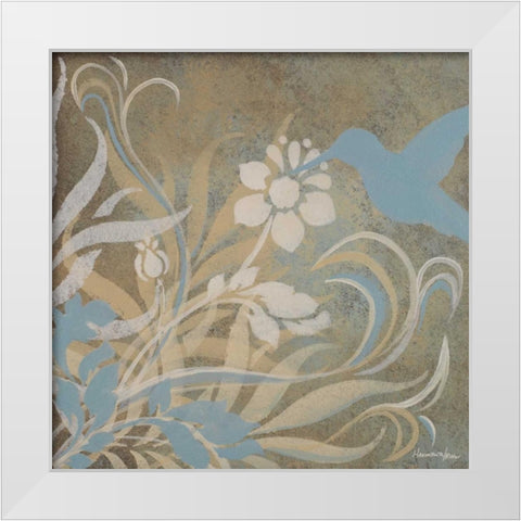 Blue Bird Silhouette II White Modern Wood Framed Art Print by Hakimipour-Ritter