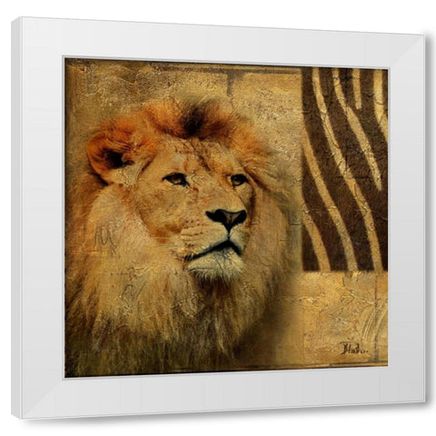 Elegant Safari II (Lion) White Modern Wood Framed Art Print by Pinto, Patricia