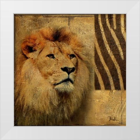 Elegant Safari II (Lion) White Modern Wood Framed Art Print by Pinto, Patricia