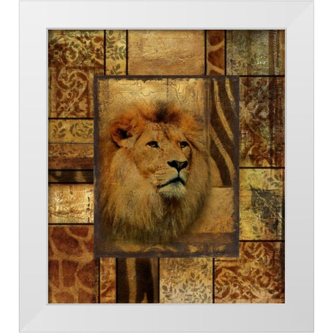 Decorative Safari II (Lion) White Modern Wood Framed Art Print by Pinto, Patricia