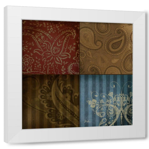 Paisley Squares II White Modern Wood Framed Art Print by Pinto, Patricia
