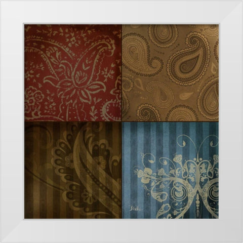 Paisley Squares II White Modern Wood Framed Art Print by Pinto, Patricia