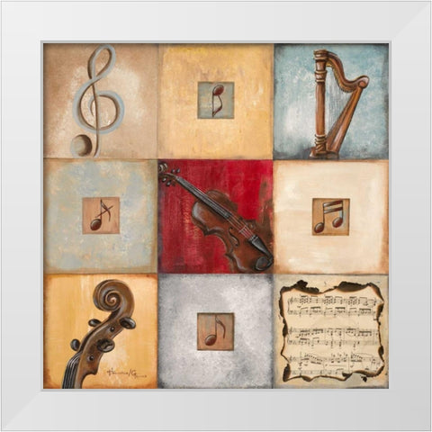 Feel the Music I White Modern Wood Framed Art Print by Hakimipour-Ritter