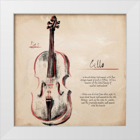 Cello White Modern Wood Framed Art Print by Hakimipour-Ritter