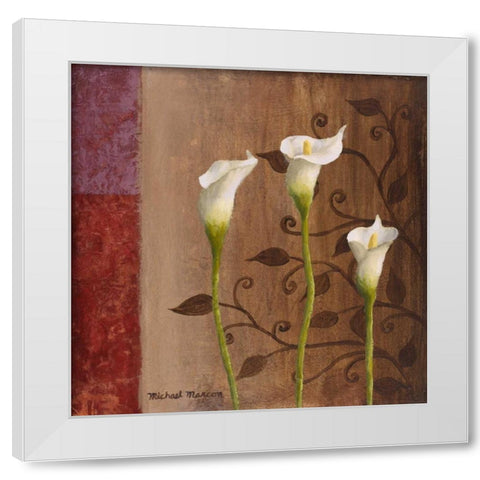 Calla Lilies I White Modern Wood Framed Art Print by Marcon, Michael