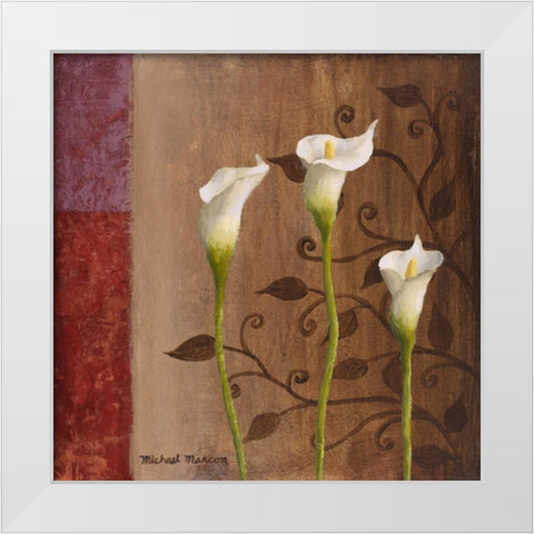 Calla Lilies I White Modern Wood Framed Art Print by Marcon, Michael
