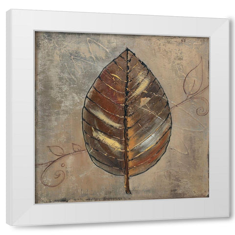 New Leaf VIII (taupe) White Modern Wood Framed Art Print by Pinto, Patricia