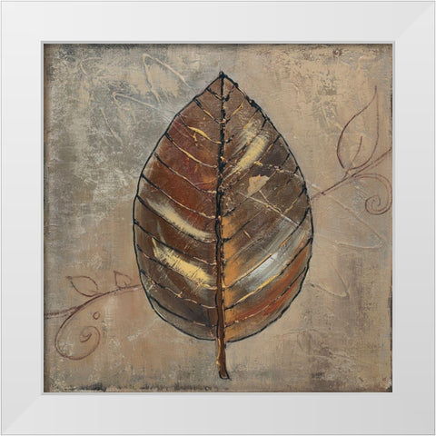 New Leaf VIII (taupe) White Modern Wood Framed Art Print by Pinto, Patricia