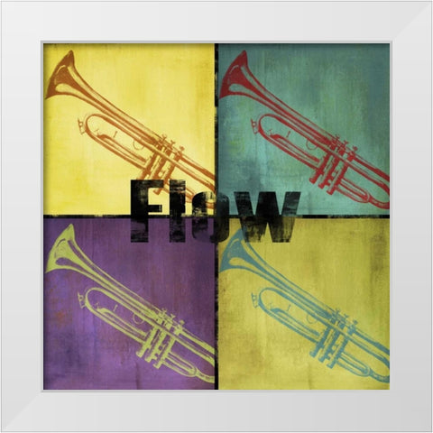 Flow Color Blocks White Modern Wood Framed Art Print by Hakimipour-Ritter