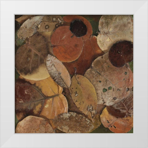 Scattered Leaves I White Modern Wood Framed Art Print by Pinto, Patricia