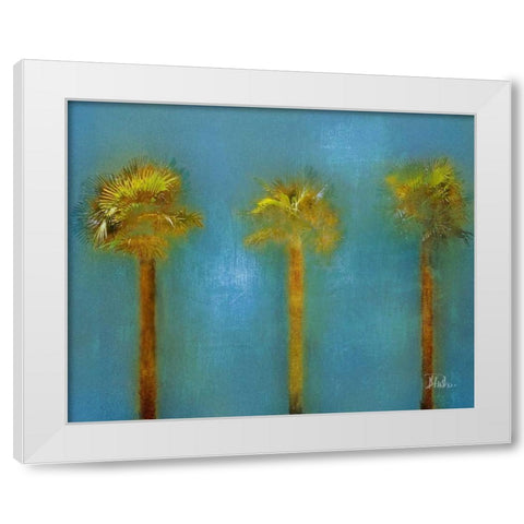 Three Palms I White Modern Wood Framed Art Print by Pinto, Patricia