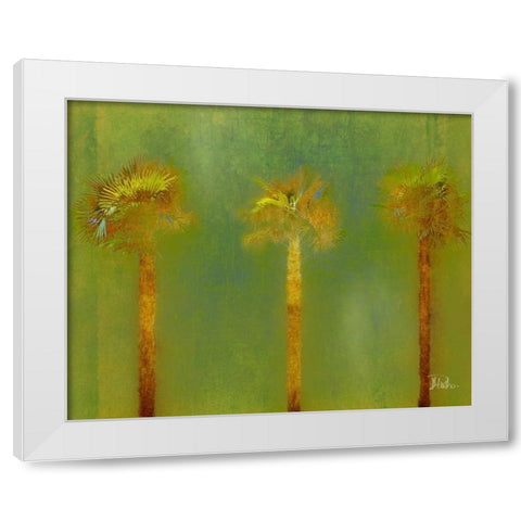 Three Palms II White Modern Wood Framed Art Print by Pinto, Patricia