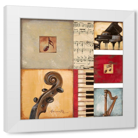 Music White Modern Wood Framed Art Print by Hakimipour-Ritter