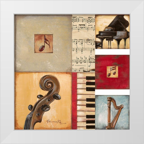 Music White Modern Wood Framed Art Print by Hakimipour-Ritter