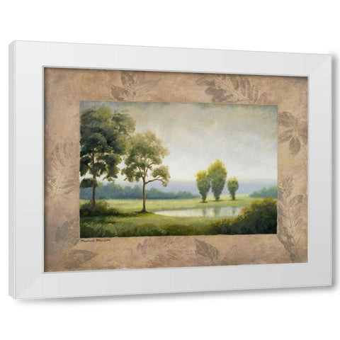 Green Land I White Modern Wood Framed Art Print by Marcon, Michael
