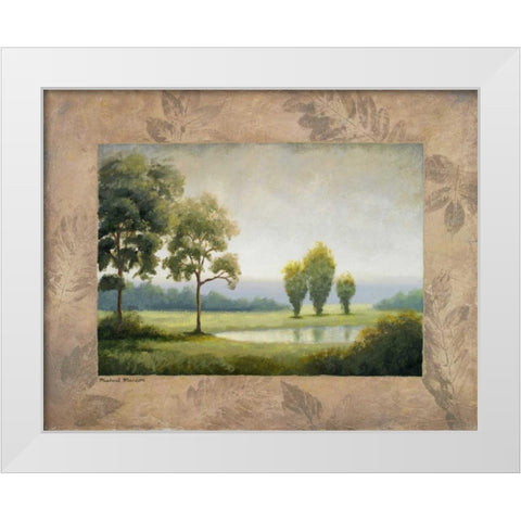 Green Land I White Modern Wood Framed Art Print by Marcon, Michael
