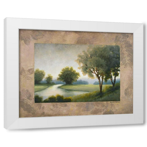 Green Land II White Modern Wood Framed Art Print by Marcon, Michael