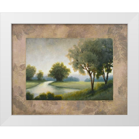 Green Land II White Modern Wood Framed Art Print by Marcon, Michael