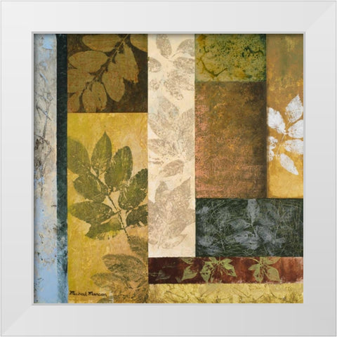 August Leaves I White Modern Wood Framed Art Print by Marcon, Michael