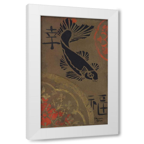 Koi Shield I White Modern Wood Framed Art Print by Hakimipour-Ritter