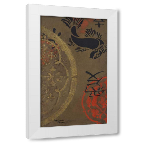 Koi Shield II White Modern Wood Framed Art Print by Hakimipour-Ritter