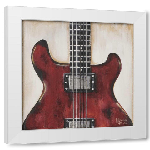Fender - Red Guitar White Modern Wood Framed Art Print by Hakimipour-Ritter