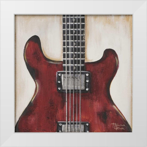 Fender - Red Guitar White Modern Wood Framed Art Print by Hakimipour-Ritter