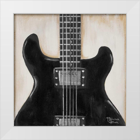 Black Guitar White Modern Wood Framed Art Print by Hakimipour-Ritter