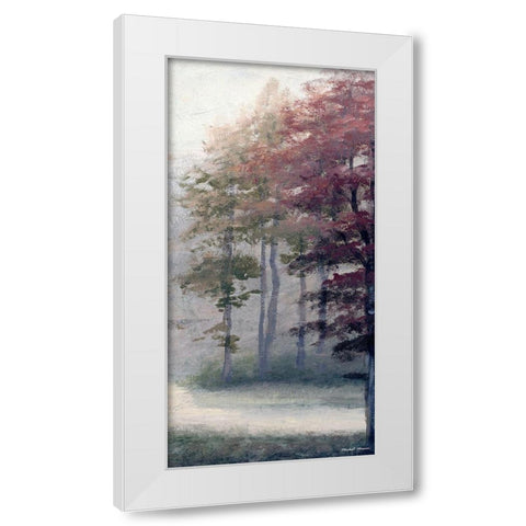 Mist October Trees White Modern Wood Framed Art Print by Marcon, Michael