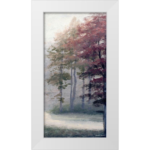 Mist October Trees White Modern Wood Framed Art Print by Marcon, Michael