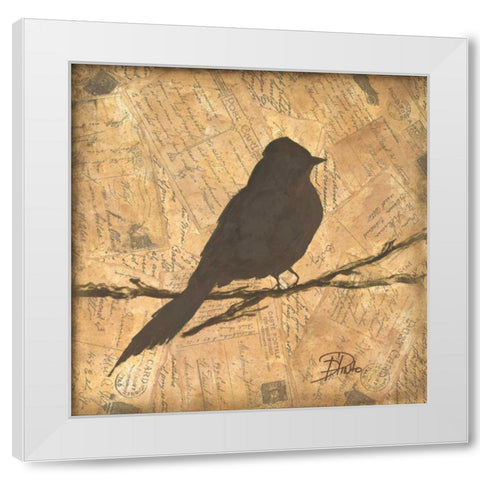Bird Silhouette I White Modern Wood Framed Art Print by Pinto, Patricia