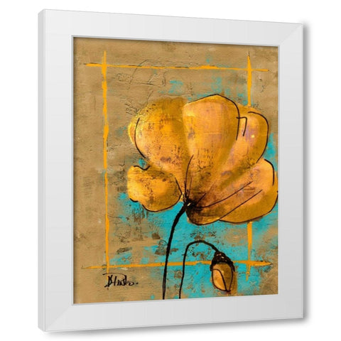 Golden Artistic Poppy II White Modern Wood Framed Art Print by Pinto, Patricia