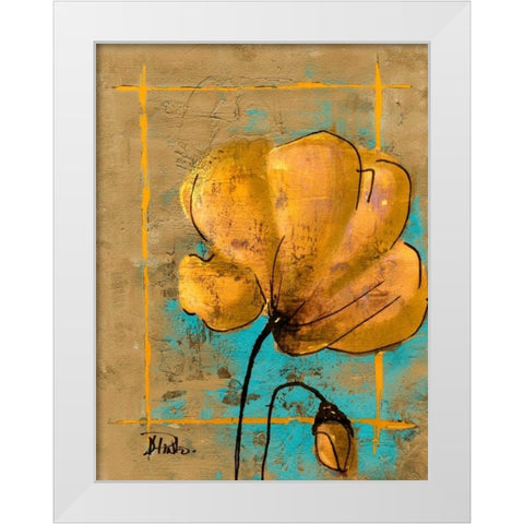 Golden Artistic Poppy II White Modern Wood Framed Art Print by Pinto, Patricia
