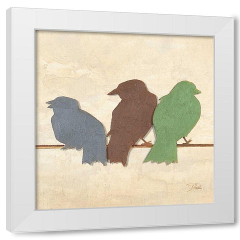 Birds III White Modern Wood Framed Art Print by Pinto, Patricia