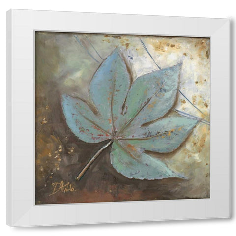 Turquoise Leaf II White Modern Wood Framed Art Print by Pinto, Patricia