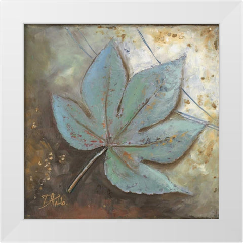 Turquoise Leaf II White Modern Wood Framed Art Print by Pinto, Patricia