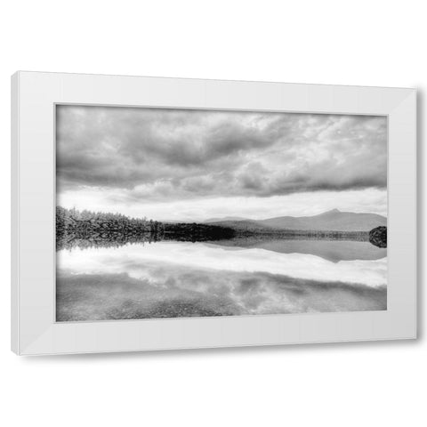 Lake At Dusk White Modern Wood Framed Art Print by Johnson, Ian