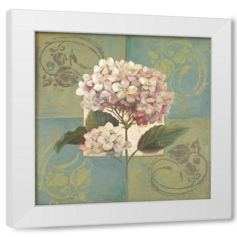 Hydrangeas on Green I White Modern Wood Framed Art Print by Pinto, Patricia