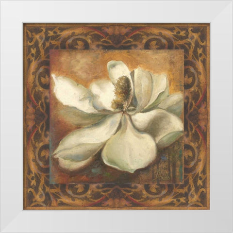 Magnolia White Modern Wood Framed Art Print by Pinto, Patricia