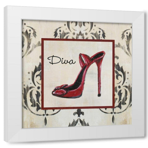 Diva Shoe White Modern Wood Framed Art Print by Hakimipour-Ritter