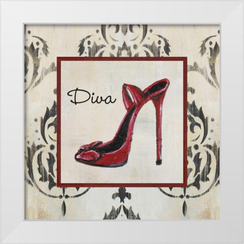 Diva Shoe White Modern Wood Framed Art Print by Hakimipour-Ritter