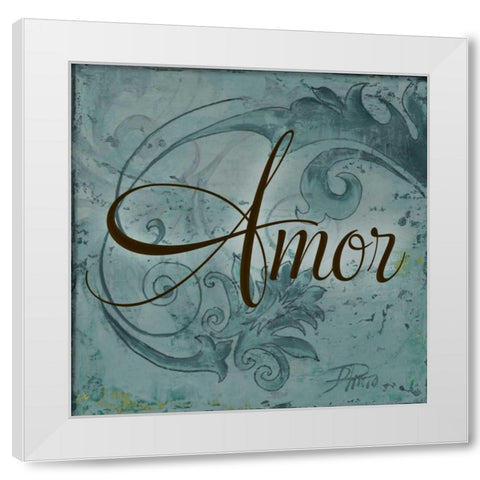 Amor White Modern Wood Framed Art Print by Pinto, Patricia