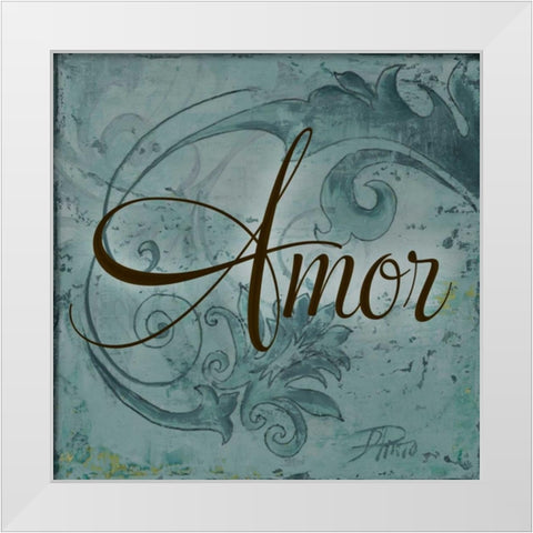 Amor White Modern Wood Framed Art Print by Pinto, Patricia