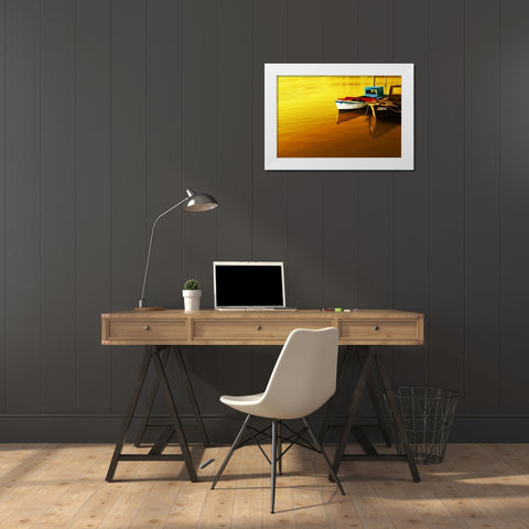 Boat I White Modern Wood Framed Art Print by Mabat, Ynon