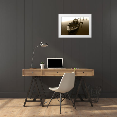 Boat III White Modern Wood Framed Art Print by Mabat, Ynon