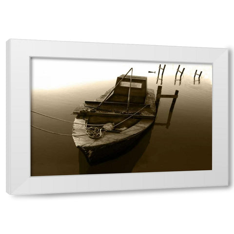 Boat III White Modern Wood Framed Art Print by Mabat, Ynon