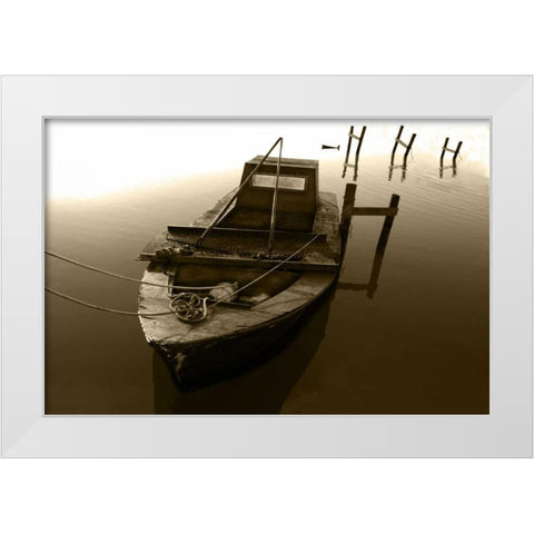 Boat III White Modern Wood Framed Art Print by Mabat, Ynon