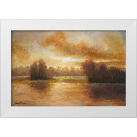 Golden Lake Glow I White Modern Wood Framed Art Print by Marcon, Michael